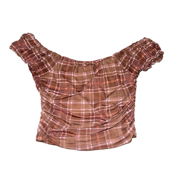 Brown and Pink Plaid Tank Top - Picture 2 of 3